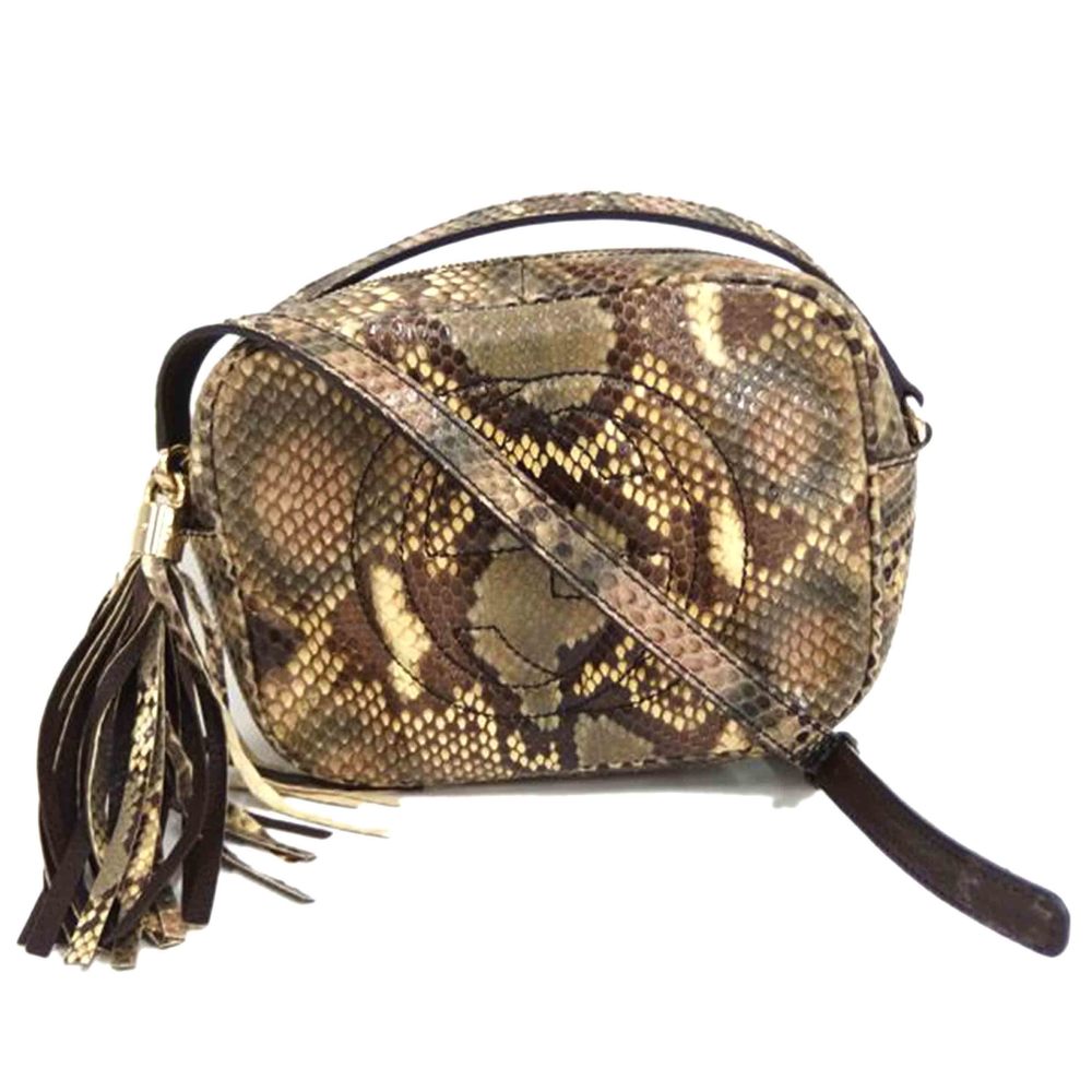 Gucci Fringed Python Shoulder Bag Brown - image 1